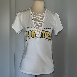 Pittsburgh Pirates Express Women’s Lace-Up V-Neck T-Shirt